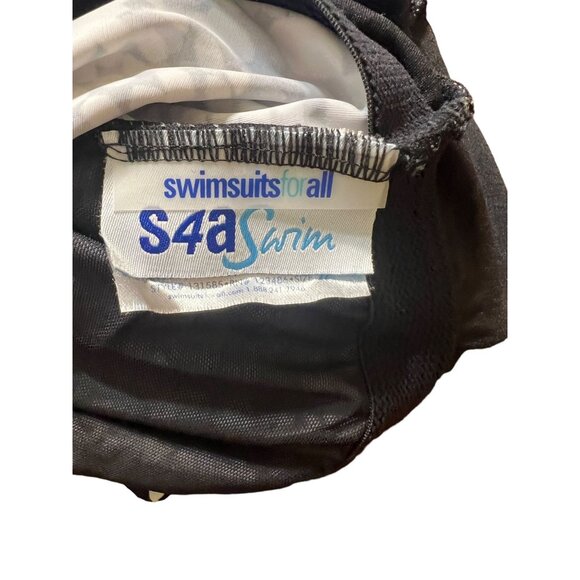 Swimsuits For All Style 131585 One Piece Black Gray White V Neck Size 22 - Picture 5 of 6